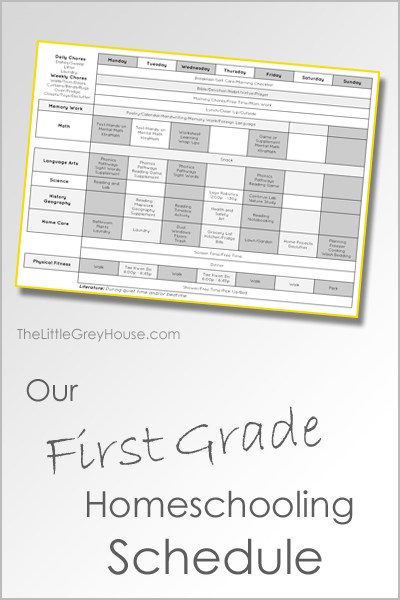 First Grade Homeschooling Schedule