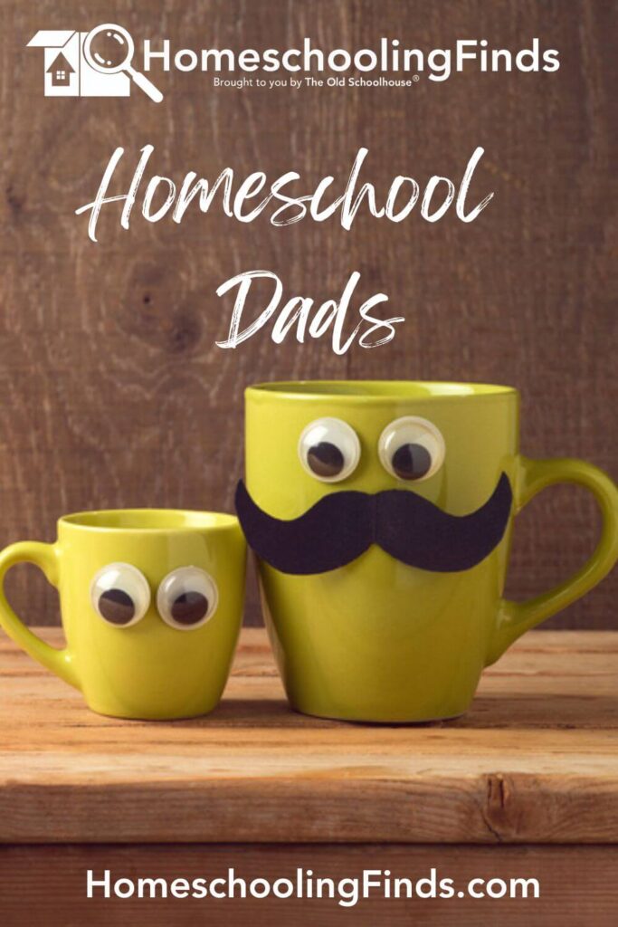 Homeschool Dads HomeschoolingFinds.com HomechoolingFinds brought to you by The Old Schoolhouse® two green mugs with googly eyes