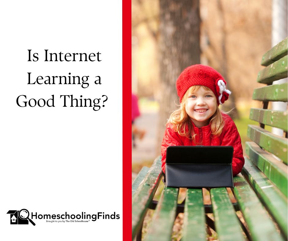 Is Internet Learning a Good Thing? background photo of young girl on park bench with laptop