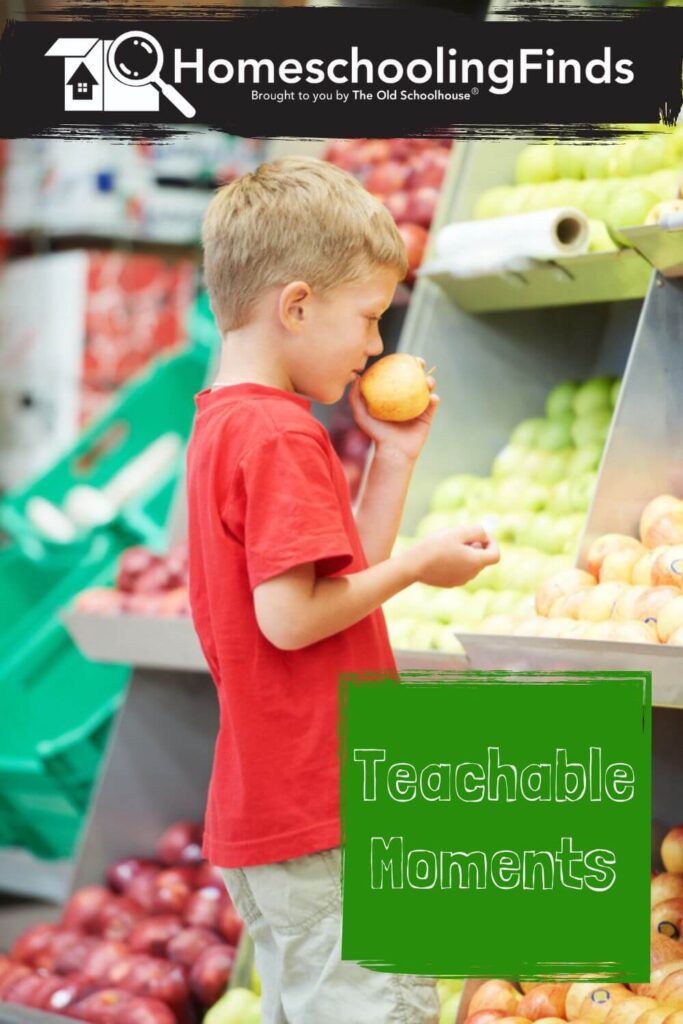 Teachable Moments HomeschoolingFinds brought to you by The Old Schoolhouse® children shopping in grocery store