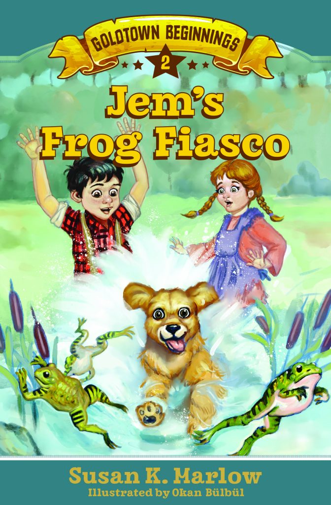 Book Cover: Book 2 of Goldtown Beginnings Title Jem's Frog Fiasco by Susan K Marlow