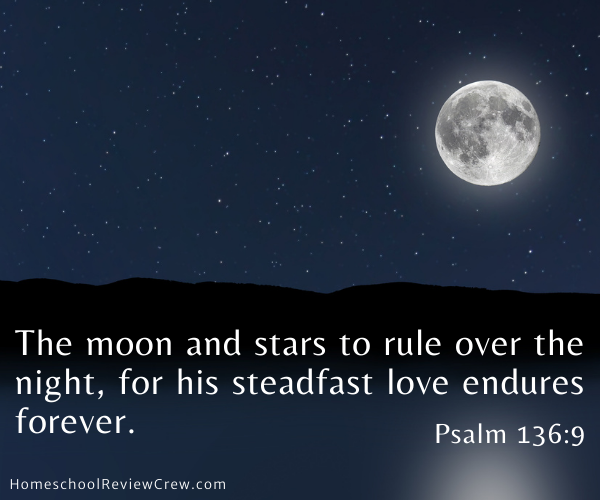 The moon and stars to rule over the night, for his steadfast love endures forever. Psalm 136:9 